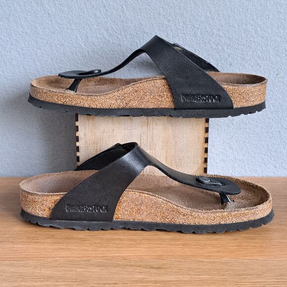 Birkenstock Women’s 38 US 7 Gizeh Thong Sandals Black Flat Summer Casual Boho - Picture 6 of 11